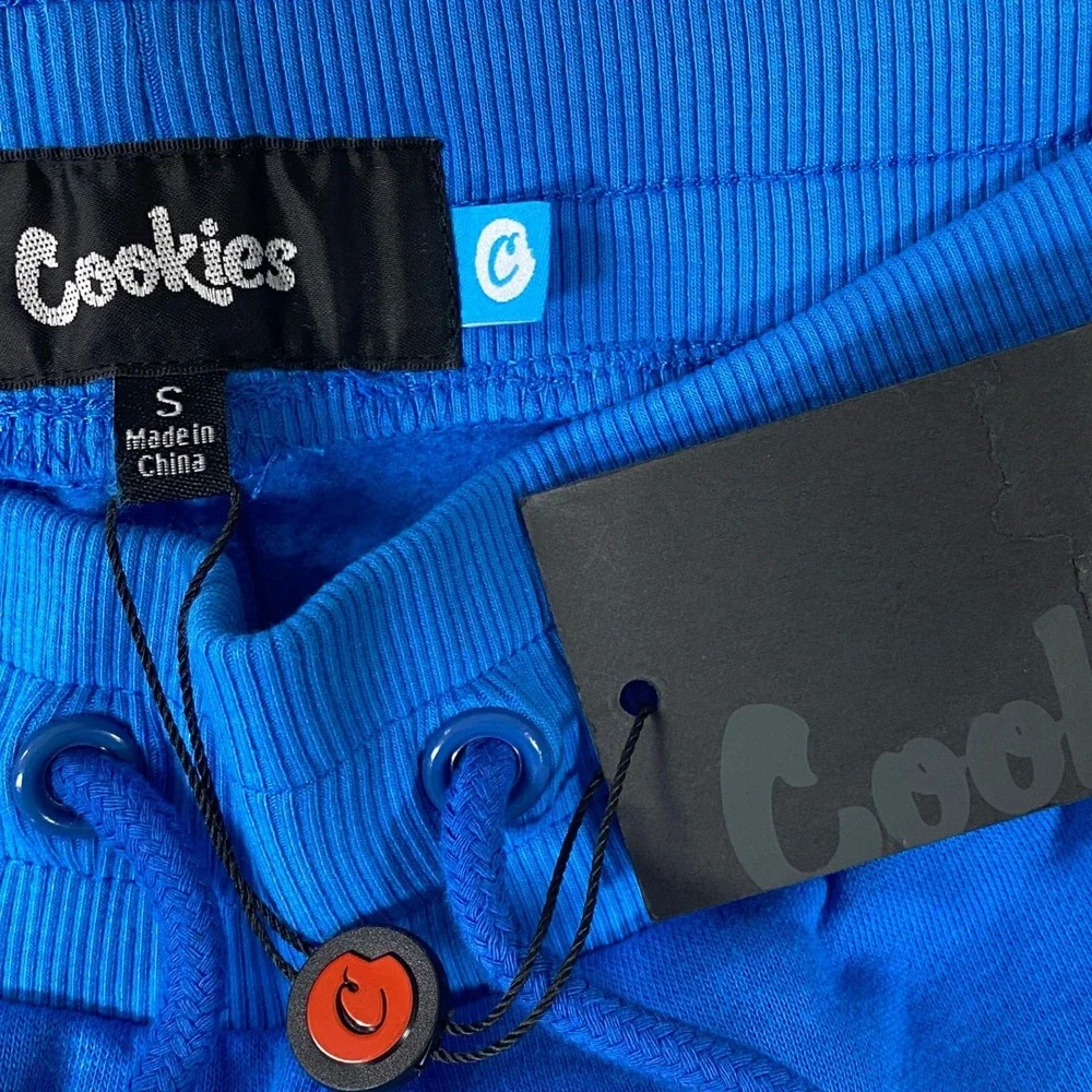 Cookies Fleece Shorts Mens Small Blue Striped Zipper Pockets Streetwear NEW